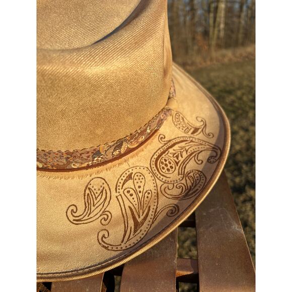 Hand Burned Hat | Hand Burned Wide Brim Hat | Western Hand Burned Hat | Custom